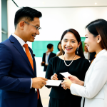 **

"A vibrant networking event for property investors in Kuala Lumpur, Malaysia. Diverse group of people in professional attire, exchanging business cards and discussing investment opportunities in a modern office setting. Focus on positive energy and collaboration. Safe for work, appropriate content, fully clothed, professional, family-friendly, perfect anatomy, correct proportions, natural pose, professional photography, high quality."

**